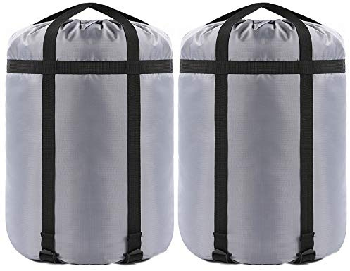 Borogo Compression Stuff Sack, 36L Sleeping Bags Storage Stuff Sack Organizer Waterproof Camping Hiking Backpacking Bag for Travel - Great Sleeping Bags Clothes Camping Hiking Grey 2-Pack
