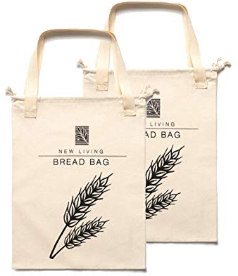 New Living - Lot de 2 Sacs à Pain en Lin Naturel de Qualité Supérieure | Réutilisables et Écologiques | Rangement Alimentaire | 39 x 30 cm