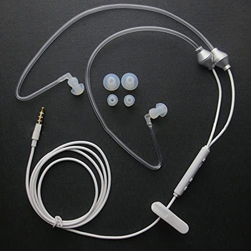 MOVKZACV Auriculares de oído, tubo de aire, auriculares antiradiación, auriculares intraurales, estéreo, aislamiento de ruido, antiradiación con micrófono para teléfono móvil