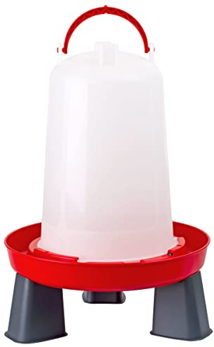Agrarflora Hühnertränke 3 Liter, rot - Geflügeltränke für Hühner - Automatische Wassertränke - Stülptränke, Kükentränke, Wachteltränke, Vogeltränke - Wasserspender mit Standfüßen & Aufhängung