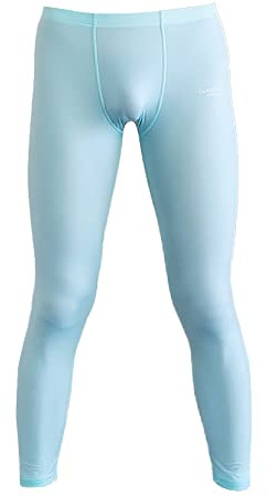 cloudmall Mens Slim Tight Long Underwear Soft Compression Mesh Leggings Pant Light Blue M