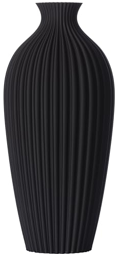 3D Vase Dekovase Saskia L 30cm Bodenvase Schwarz Vase Pampasgras Trockenblumen