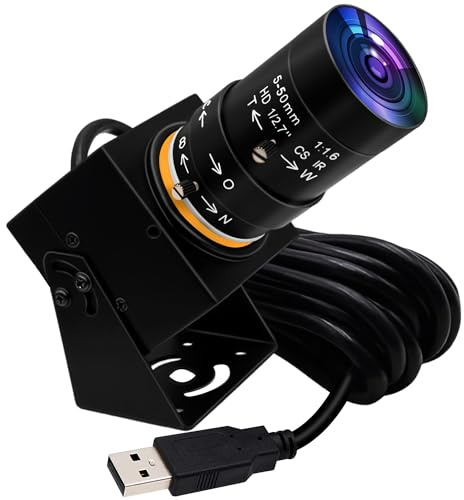 ELP 4K USB-kamera variabel fokus webbkamera 5-50 mm 10 x zoom varifokal kamera, 2160P 30 fps manuell zoom fokus webbkamera, IMX317 Vari-Focus USB webbkamera närbild USB-kameror för Windows, Linux, Mac