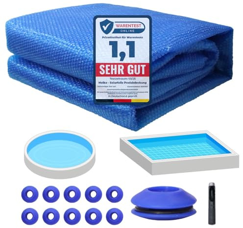 Melko Pellicola solare per piscina, diametro 549 cm, colore blu, per una conservazione efficiente del calore, copertura solare in PVC, per piscine