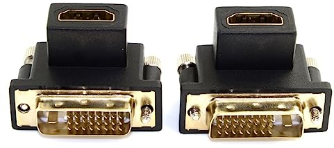 chenyang 2 Pack HDMI zu DVI Adapter, DVI (24+1) Stecker auf HDMI Buchse 90 Grad abgewinkelt vergoldet bidirektionaler Adapter für Fernseher, Monitor, Computer