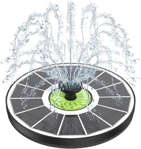 SZMP Fontaine Solaire Extérieur, 3.5W Flottante Pompe Bassin Solaire, 2025 Fontaine Solaire Verre avec 7 Buses & 4 Tiges Fixes pour Bain d'oiseaux Aquarium Jardin Fountain (Blanc)