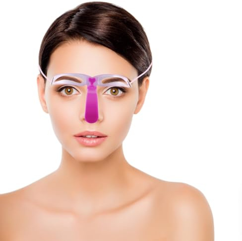 Ipetboom Eyebrow Stencil Kit with 8 Reusable Templates and Adjustable Headband - Violet Plastic, Compact and Lightweight for Travel, Beginners, Home Use Precise Brow Shaping