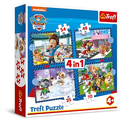 Trefl - Paw Patrol, Affaires de Chiens - Puzzle 4en1, 4 Puzzles, de 35 à 70 Pièces - Différents Niveaux de difficulté, pour Les Enfants à partir de 4 Ans