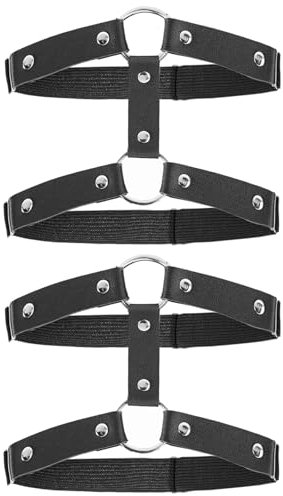 oruola 2 Stück Strumpfband,Bein Harness Frau,Garter Belt,Leder Strumpfband,Doppellagiges Gothic Oberschenkel Band Leg Accessoires,Bein Strumpfbands Damen,Karneval und Cosplay Party Zubehör