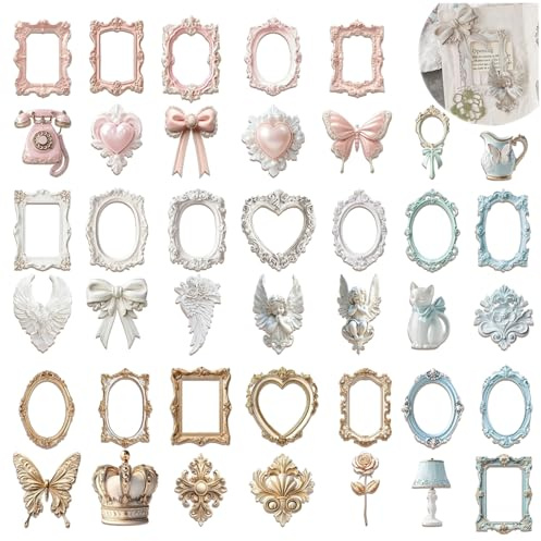 FOSDICK 40 Fogli Cornice in Pizzo Scrapbook, Vintage Hollow in Rilievo Photo Frame Materiale Scrapbooking Kit, Vintage Bordo Scrapbooking Accessori per Fai da Te Diario Planner Album