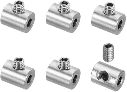 DLPRK Morsetto per Cavo, 6 pezzi, Acciaio Inossidabile 304, con fori, blocco a foro singolo, Mollette Set, per Raccordo, a vite, cavo acciaio 3mm (3 mm) (Argento)