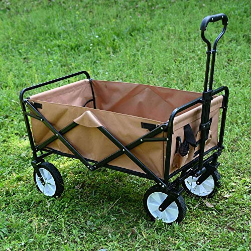 Carrello da giardino pieghevole Carrello a mano resistente Capacità 80 kg Portatile Utility Wagon per Campeggio Spiaggia Pesca Shopping Versatile Soluzione di trasporto all'aperto