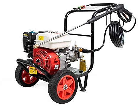 Idropulitrice a Scoppio ad Alta Pressione Motore OHV 4 Tempi a Benzina Potenza 6,5HP Cilindrata 196 – 210 cc Pressione di esercizio 170 – 240BAR Portata 2500 – 2650PSI con ugelli intercambiabili