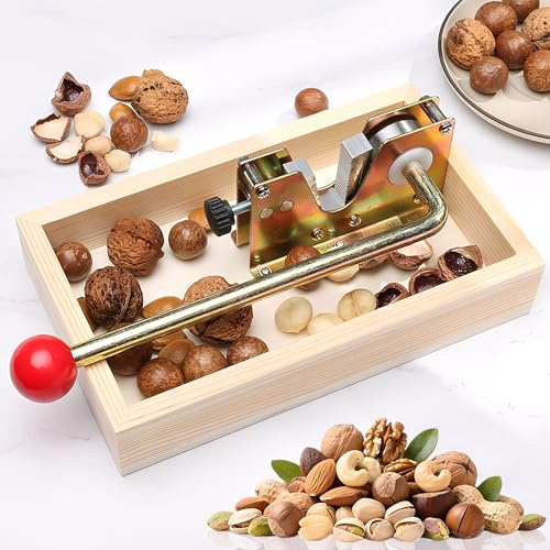 XSQD Nut Crackers, Cascanueces Ajustable, Con Contenedor De Tuerca De La Cesta Almacenamiento De Madera, Con Cascador De Nueces Manija De Bola De Pp, Adecuado Para Nueces, Nueces, Avellanas, Almendras
