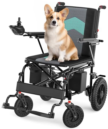 Foldable Electric Wheelchairs, Lightweight Electric Wheelchairs for Adults, 15 Miles Range, All-Terrain Powerful Electric Wheelchair 500W Power Motor, 300lbs Capacity, Airline Approval