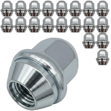 20 dadi per ruota M12 x 1,5 a 60° chiusi – SW 19 mm – altezza 31 mm – cromato con tappo in acciaio inox – set di dadi per ruote per cerchioni in alluminio – conici