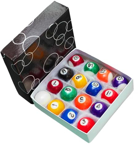 Mini biljardbord bollset – 2,5 cm (0,98 tum), 16-delad barn-Billard för barn, bärbar pedagogisk leksak, lek för, gym, bordsskiva inomhus och utomhus, vuxna, familj