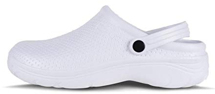 Work Team Zueco EVA Unisex. Ultraligero, ergonómico. Anatómico, con cámara ortopédica, Suave para los pies. Hombre Blanco 42/43