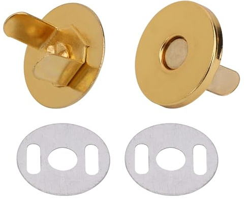 WedDecor Lot de 10 Boutons-Pression magnétiques dorés de 18 mm avec 2 rondelles en métal pour travaux manuels, Sacs à Main, Sacs et vêtements