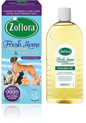 Zoflora Fresh Home Odour Remover and Disinfectant Pets Kennels for Homes with Pets, 2 X 500M, L