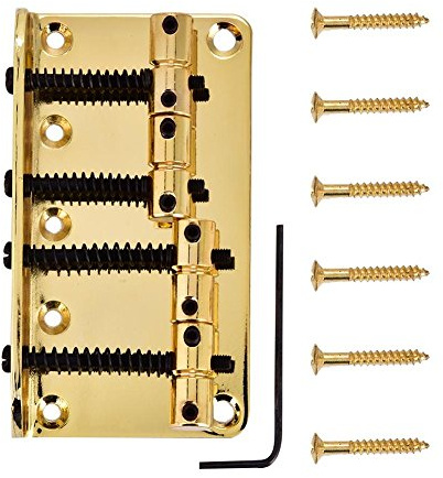 Ponte a 4 corde sostituzione per basso elettrico, Ponte basso a 4 corde in metallo sostituzione per chitarra elettrica a 4 corde(dorato)