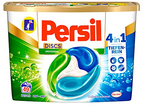 Persil 4in1 DISCS Universal, Vollwaschmittel, 147 (3 x 49) Waschladungen für Fleckenentfernung, Leuchtkraft, Frische, Faserpflege und hygienisch reine Wäsche