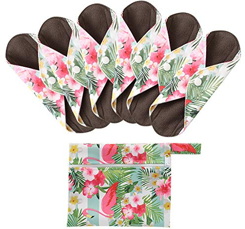 7 Stück/Set Waschbare/Wiederverwendbare Slipeinlagen mit Holzkohle Absorbency Menstruation-Pads Waschbare Stoffbinden, Wiederverwendbare Binden