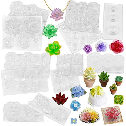 musykrafties 6 st mini silikonformar för suckulenta blomkrukor, formar för gjutning av smycken, armband, berlocker, örhängen, hängen, ringar, miniatyrprydnad