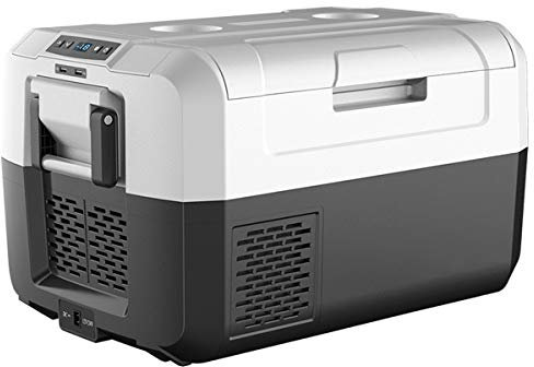 GOPLUS Frigo Portable 35L pour Voiture avec Ecran LCD Numérique avec Deux Modes, Mini Réfrigérateur de Voiture en ABS, Glacière Éléctrique de Température -26℃ à 10℃, 671 x 455 x 390MM, Gris