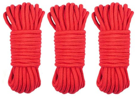 Aimina 5 Meter Bondageseil Bondage Baumwoll Seil für Binden von SM-Spiele Fesselseil Fesseln Sexspielzeug (Rot, 3 Pack x 5M)