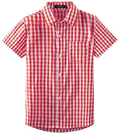 Spring&Gege Camisa de Manga Larga con Botones de Popelina a Cuadros para niño