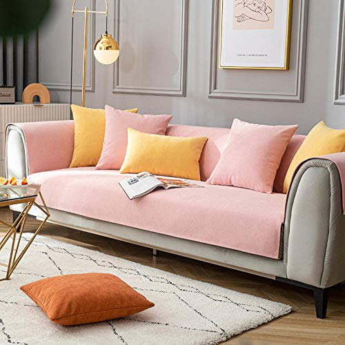 Homeen Salon Decken für Couch,Moderne Schlafsofa,Premium Chenille,rutschfeste Stoff Couch Couch,universelles Sofa Slipcover für Büro,Wohnzimmer Rosa 70 * 150 cm.