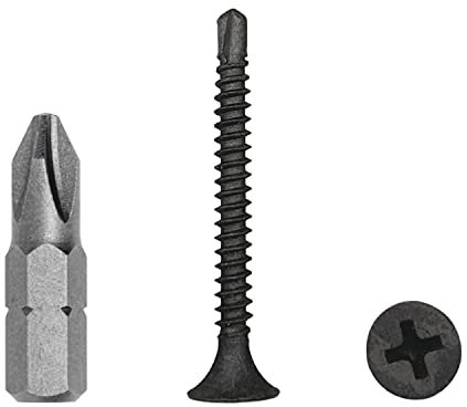 Paquete de 100 tornillos de acero al carbono de fosfato negro de 3,5 x 35 mm, tornillo de chapa autoperforante (PH) cabeza avellanada Phillips (100, 3,5 x 35 mm)