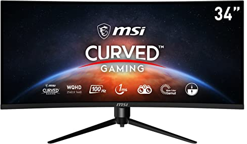 MSI Optix MAG342CQPVDE - 34 Zoll, 3440x1440 (UWQHD), Ultrawide Curved Gaming Monitor, 100 Hz, 1 ms, Adaptive Sync, 1500R Curve, 21:9, schwarz