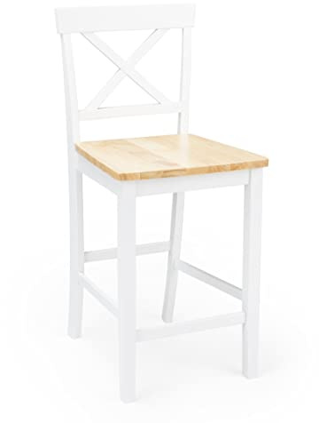 Home Heavenly® - Pack 2 taburetes Cocina Justin. Silla Alta para Isla en Blanco y Roble.