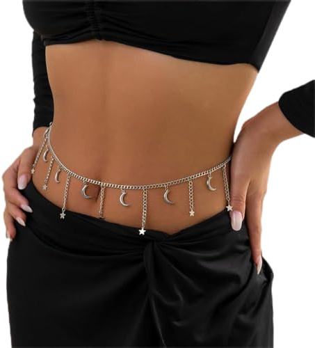 Cadena de cintura JUSTUSNX cadena de vientre en capas cadena de vientre Sexy cadena de estómago accesorios de joyería corporal para mujeres y niñas (B)
