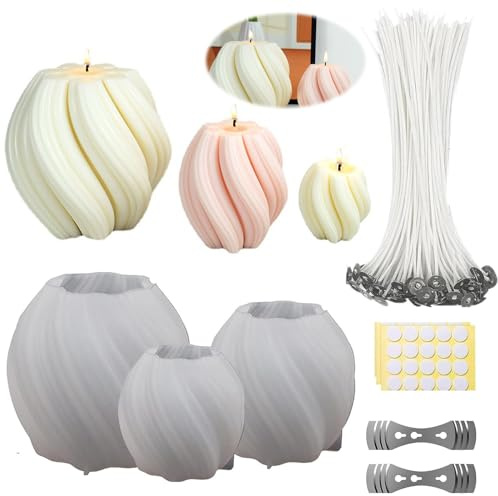 HuaMuDM Juego de velas con forma de burbuja, molde de silicona, 3 piezas, molde de fundición, juego de fabricación de velas, molde de silicona para hacer velas, moldes para fundir como decoración del