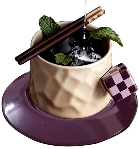 Kaffeetassen Cappuccino Tassen mit Untertasse: 250ml Kaffeetasse Tassen Set mit Untertasse & Schaufel Geburtstagsgeschenk für Frauen Mädchen Mama Freundin