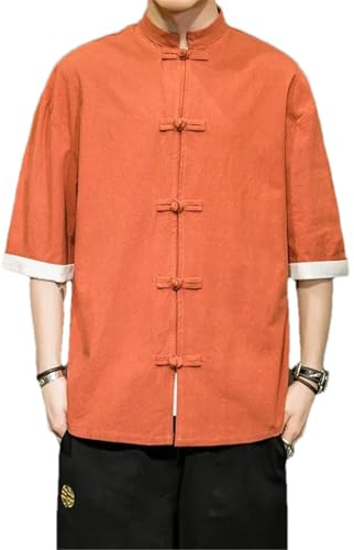 Kimono Veste Homme Traditionnel Chinois Vêtements Lin Hanfu Haut Manches Longues Tang Costume Kung Fu Chemise