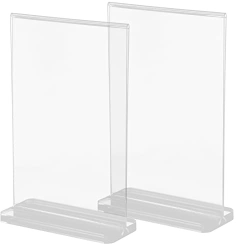 VILLCASE 2stücke Förmige Acryl-schildhalter Für Tischmenüs Doppelseitige Werbeaufsteller Für Restaurant Und Büro Stabil Und Langlebig