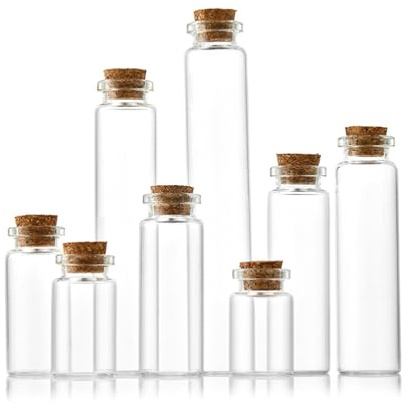 CALLYSONIC Mini glasflaskor med kork, 8–25 ml små flaskor, små glasflaskor för fyllning, provglas med kork, stormglas, glas med lock för gör-det-själv, bröllopsdekoration, förvaringsglas etc, 6