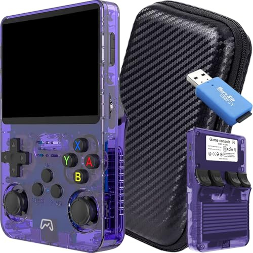 SVP Game - R36S Consola Retro Portátil 40.000 Juegos y 25 Emuladores Arcade PSP PS1 N64 NDS SN GB GBA GBC SNES NES CPS MAME Atari - Game Console, Videojuegos clásicos (Morado 128 GB + Estuche + USB)