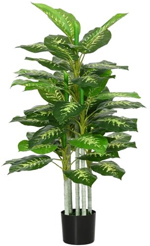 HOMCOM Árbol Artificial de Perenne 120 cm Planta Artificial Decorativa Grande para Hogar Oficina Dormitorio Verde