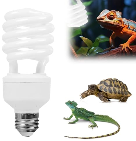 Lotvic UVB Reptiles 10.0 26W, E27 Lámpara UVA Tortuga, AC 220V Fluorescente Compacta para Reptiles del Desierto, Lagarto, Serpiente, Camaleón (26W 10.0UVB)