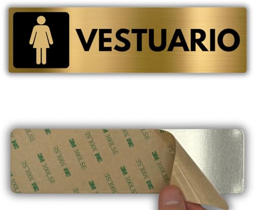 LEIASA Panneau vestiaire pour femme - 5 x 18 cm - Aluminium - Panneau vestiaire féminin - Plaque adhésive 3M - Plaque vestiaire pour femme - Épaisseur 0,8 mm - (Vestuaire femme)