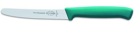 F. DICK ProDynamic Allzweckmesser mit Wellenschliff (Küchenmesser türkis, Klingenlänge 11 cm, Universalmesser, Klinge X55CrMo14 Stahl, Härte 56° HRC) 85015112-24