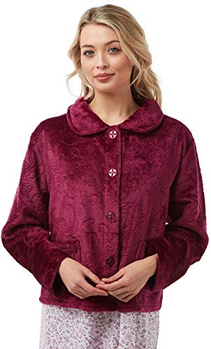 Lady Olga Embossed Button Bed Jacket 4163 Dark Rose 22-24