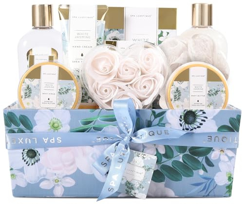 Cadeaux pour Femmes - Ensemble Cadeau Spa Luxetique, 12 Ensembles de Bain à la Fleur de Jasmin avec Huile Essentielle, Bain Moussant, Lotion pour le Corps, Coffrets Cadeaux pour Femmes, Idées de