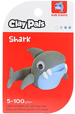 Clay Pals Shark - Easy Sculpt Fun Fast Air Drying Non Toxic Quick Dry Ultra Light Creative Clay Art and Craft Modelling Set for Kids