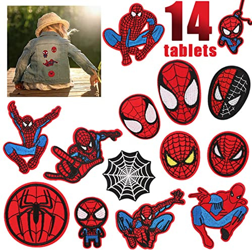 Parches Ropa 14 Pcs Hombre Araña Hierro en Parche Parches de Planchado Cosidos a Mano Encantador Ropa Parche Usado Para DIY Parches Ropa Coser Chaquetas Mochilas Jeans
